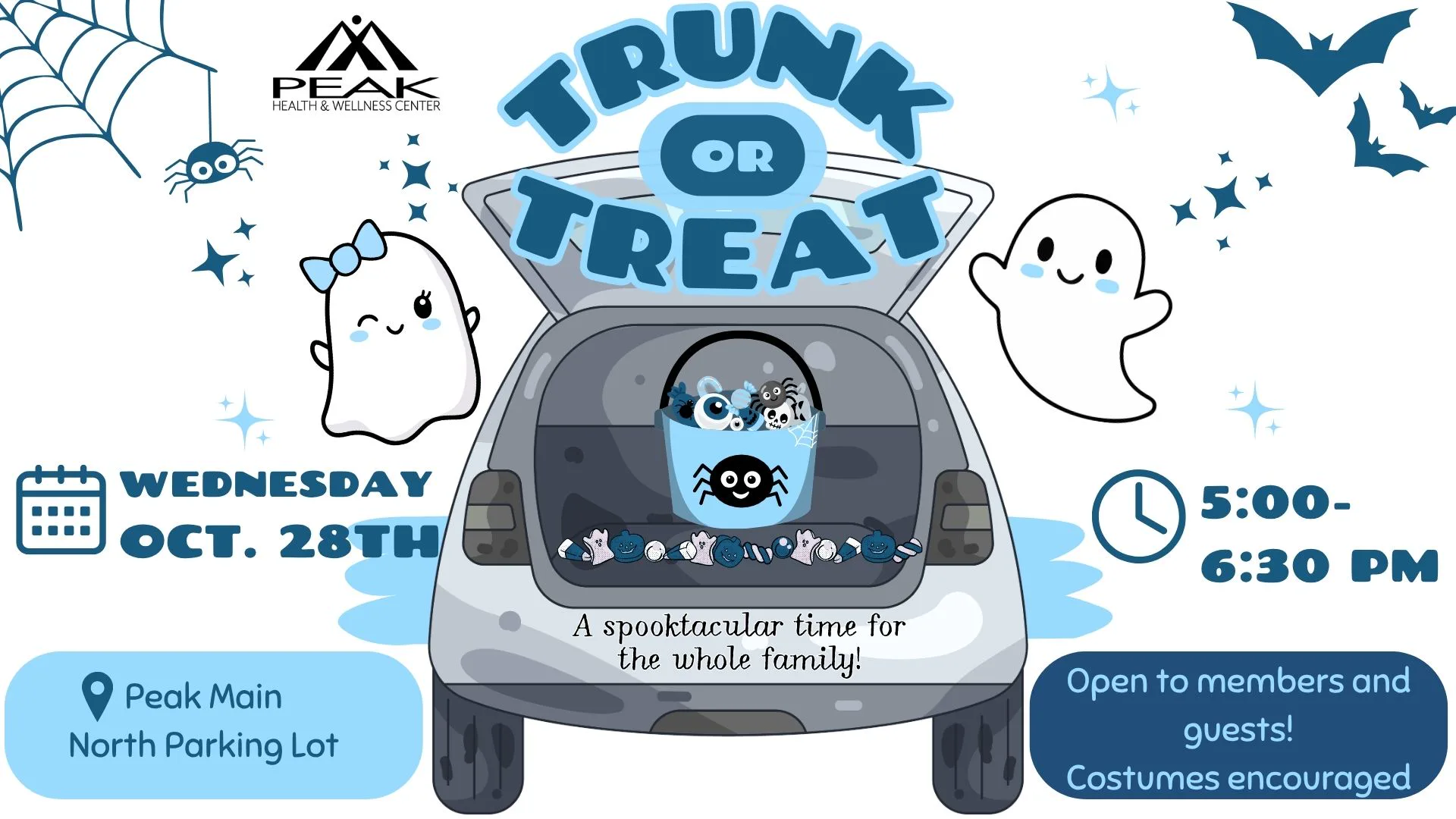 Peak Trunk-or-Treat: Wednesday, October 28, 5:00 to 6:30 PM, Peak Main north parking lot